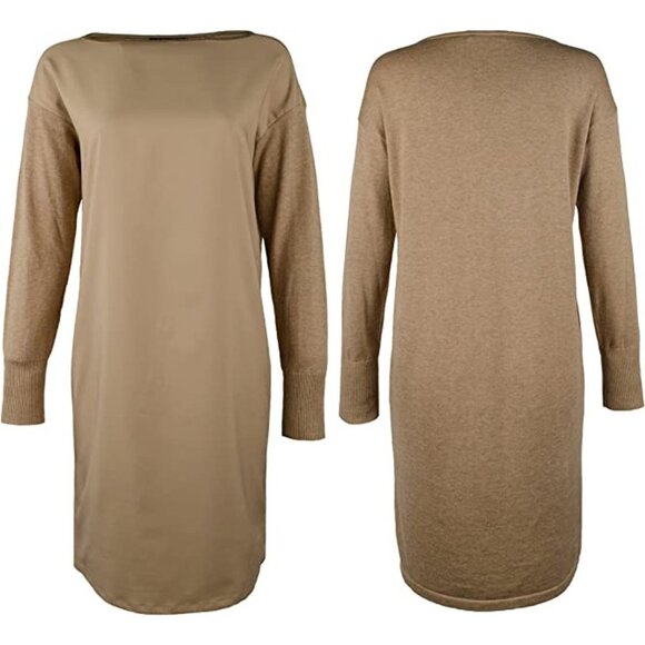 LAUREN RALPH LAUREN Women's Petite Farheen Twill-Front Sweater Dress - Picture 2 of 3